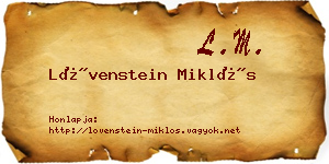 Lövenstein Miklós névjegykártya